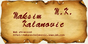 Maksim Kalanović vizit kartica